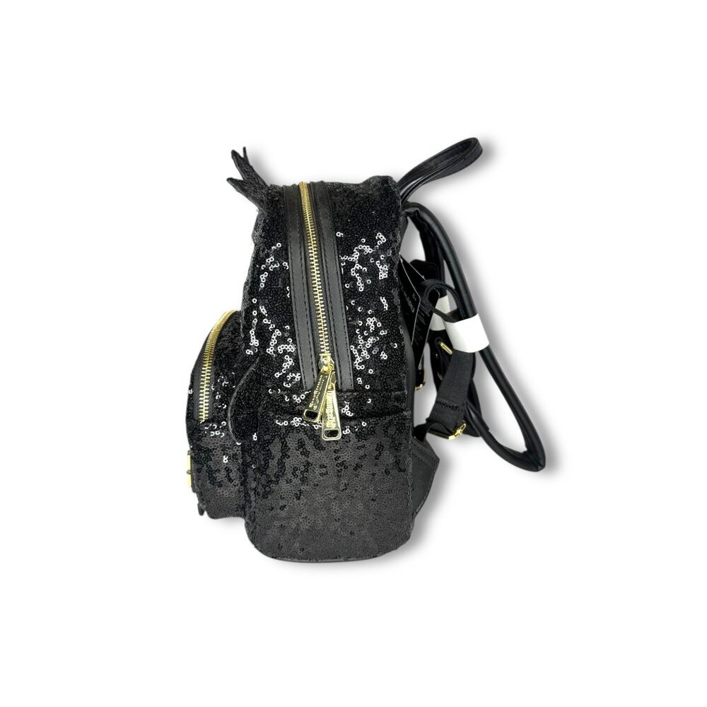 Loungefly X Sanrio Badtz-Maru Black Sequin Mini Backpack New Faux Leather - Picture 2 of 11